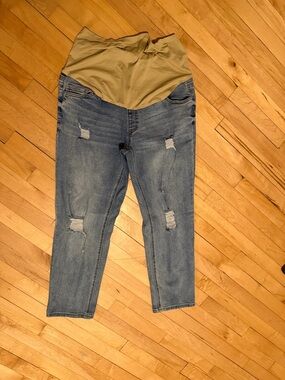 Time and Tru Distressed Blue Denim Maternity Jeggings